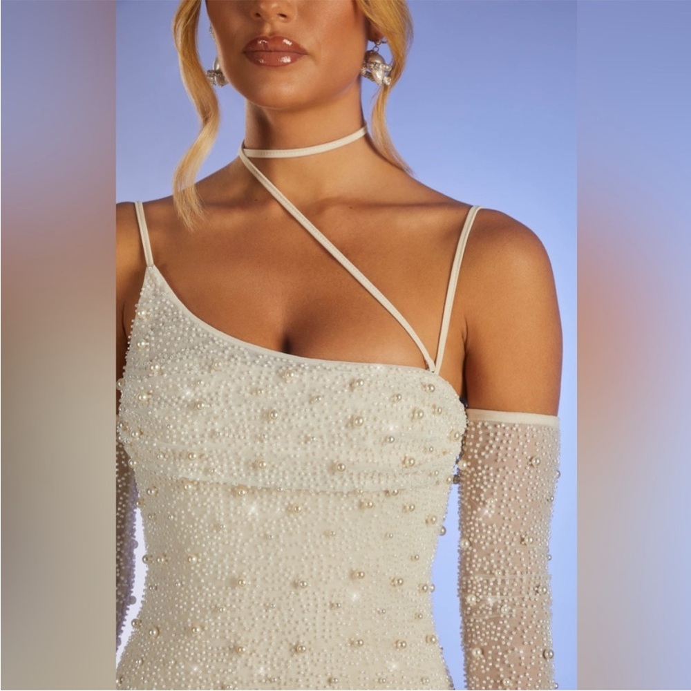 Oh Polly Cream Asymmetrical Dress